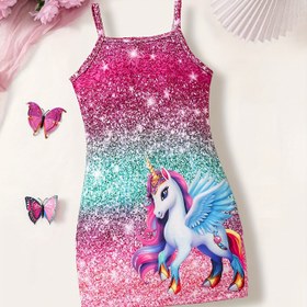 Resim Kızların Birlikte Ünlü Yazıcı A-Line Elbisesi, Casual Polyester Knit Kumaş ile Orta Esneme, Düzenli Uygun Prenses Elbisesi İlkbahar/Yaz 