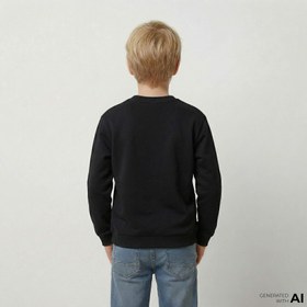 Resim Lacoste Çocuk Bisiklet Yaka Siyah Sweatshirt 