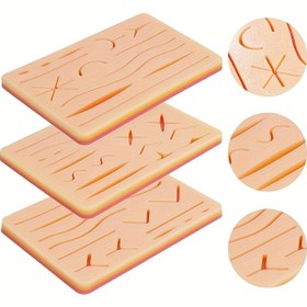 Resim Gerçekçi 3 Katmanlı Silikon Dikiş Pratik Pedi Tıp Öğrencileri ve Profesyoneller için - Veteriner ve Cerrahi Teknikler için Anatomi Işıklı Bej Simülasyonlu Yeniden Kullanılabilir Yara Dikme Eğitim Kiti 