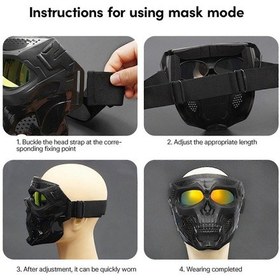 Resim Çıkarılabilir Motosiklet Maskesi Koruyucu Gözlükler Toz Korumaları Gözlük Rüzgar Geçirmez Yüz Maskesi Motosiklet Kaskı Sürüş Gözlüğürenkli 