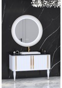 Resim Laura 120 Cm Beyaz Lavabolu Banyo Dolabi - Beyaz (Boy Dolap Hariç) Çok Renkli 
