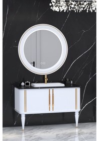 Resim Laura 120 Cm Beyaz Lavabolu Banyo Dolabi - Beyaz (Boy Dolap Hariç) Çok Renkli 