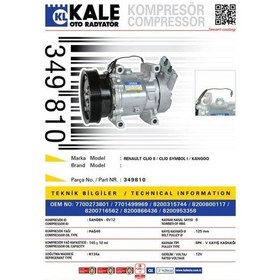 Resim KALE OTO Radyatör 349810 Klima Kompresörü CLIO II 1.4-1.6 16V-1.5 DCI 01- Kng 1.4-1.6 16V-1.5 DCI 97- (120Mm) 