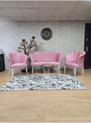 Resim ZAFİR Beyaz Boyalı Tel Ayak Papatya Çay Seti Koltuk Takımı , Balkon, Salon, Ofis, Cafe Koltuk Takımı 