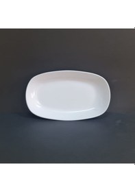 Resim 4 Adet Standart Melamin Kayık Tabak Orta Salata Tabağı 24x14 Cm - Beyaz Beyaz 