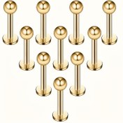 Resim 10 adet/takım 16G Paslanmaz Çelik Spiral Top Kulak İğnesi Erkekler ve Kadınlar için - Vintage Tarzı Vücut Delme Takı, Hipoalerjenik ve Nikelsiz, 6/8/10mm, Cerrahi Sınıfı, Ameliyat Sonrası Kılıf ile, En İyi Noel için, Şükran Günü için Mükemmel 