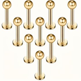 Resim 10 adet/takım 16G Paslanmaz Çelik Spiral Top Kulak İğnesi Erkekler ve Kadınlar için - Vintage Tarzı Vücut Delme Takı, Hipoalerjenik ve Nikelsiz, 6/8/10mm, Cerrahi Sınıfı, Ameliyat Sonrası Kılıf ile, En İyi Noel için, Şükran Günü için Mükemmel 