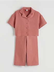 Resim LC Waikiki LCW Kids Pembe Basic Kız Çocuk Müslin Gömlek Ve Pantolon 