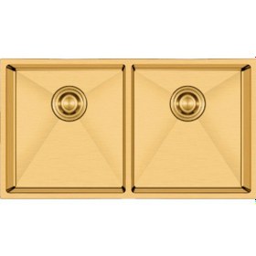 Resim Crauf Stella 4580 Pvd Altın 2 Gözlü Paslanmaz Çelik Mutfak Eviyesi Altın 