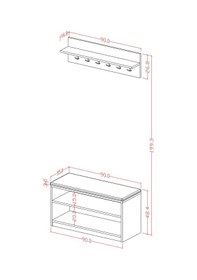 Resim Asra Trend MDF Puflu Ayakkabılık ve Askılık – 90 cm Portmanto Seti, Modern, 2 Raflı, A-34 Beyaz 
