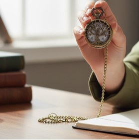 Resim keyfimshop Kişiye Özel Kutulu Ağaç Kabartmalı Quartz Köstekli Saat 