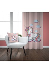 Resim EVSEHOMES Pembe Ünicorn Ve Bulutlar Tam Takım Çocuk Odası 