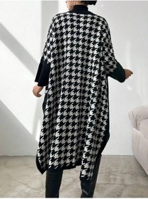 Resim dandissi sport kadın kaz ayağı desenli panço 