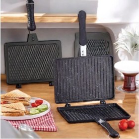Resim Döküm Tost Makinesi, Siyah, Ocak Üstü, Pratik ve Lezzetli Tostlar Için 