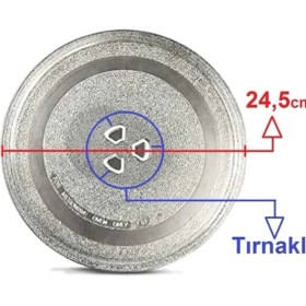 Resim Arçelik Mikrodalga Fırın Döner Cam Tabak 24,5cm Çapında Tırnaklı Borcam Tepsi Orijinal 