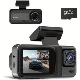Resim Xuweiwei Hd Dual Camera Dash Cam 1080p Gece Görüşü Geniş Açı 32g Memory Card Dahili Araç Kamerası 