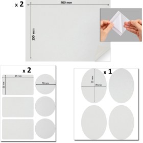 Resim Fixall Adhesive Products Yapışkanlı Şeffaf Folyo Tamir Yama Seti Yırtılmaz Su Geçirmez Mont Çadır Şemsiye 3 Set 18 Adet 