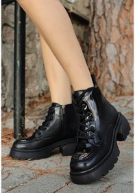 Resim Frewe Siyah Rugan Bağcıklı Bot Açık Kahverengi 