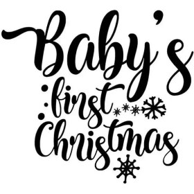 Resim Babys First Christmas Sticker Oto Motor Laptop Duvar Folyo Sticker 30X27 cm 