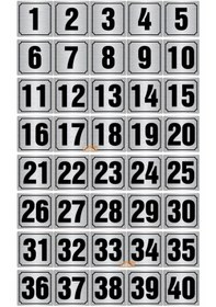 Resim Pelikan Reklam Kapı Numarası 5cm X 5cm - Masa, Dolap, Posta Kutusu Gümüş Renk 40 Adet Sıralı 