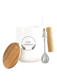 Resim Bambu Kapaklı Kaşıklı Seramik Kupa 