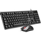 Resim Zgb S500 Yuvarlak Tuş Başlığı Kablolu Klavye + Mouse Set Siyah - Siyah Optik 