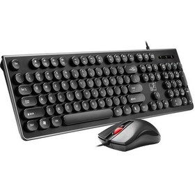 Resim Zgb S500 Yuvarlak Tuş Başlığı Kablolu Klavye + Mouse Set Siyah - Siyah Optik 
