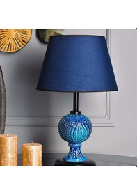 Resim Light Sardes Çini Detaylı Seramik Abajur - Mavi Şapka / Siyah Ayak Çok Renkli 