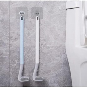 Resim Ergonomik Tasarımlı Silikon Tuvalet Fırçası Açık Ahşap 