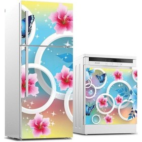 Resim Buzdolabı Ve Bulaşık Makinası Beyaz Eşya Sticker Kaplama 3D Çiçek (540886956) 