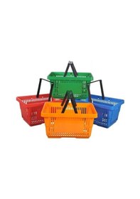 Resim 10 Adet 22 Lt Plastik Alışveriş Sepeti - Market El Sepeti Siyah 