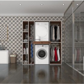 Resim Kenzlife Çamaşır-Kurutma Makinesi Dolabı Ve Giysi Dolabı Çekmeceli Hattab Sol Raf Cvz 187 160 60 Banyo Çok Renkli 
