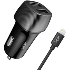 Resim Linktech Link Tech C492 Safe Karbon Görünümlü Lightning Kablolu 12W Araç Şarj Aleti 