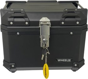Resim WHEELIE XT570-B 45 Litre Motosiklet Arka Çanta Siyah Su Geçirmez ABS Top Case Bagaj Üniversal 