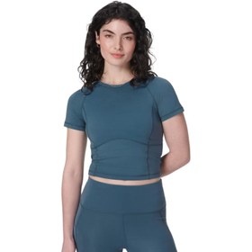 Resim Sweaty Betty All Day Cropped Kadın Mavi Tişört 