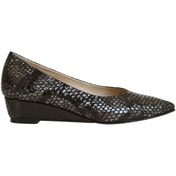 Resim Platin Multi Antrasit Pyton Baskı Deri Kadın Dolgu Topuk Ayakkabı 