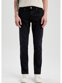 Resim DeFacto Carlo Skinny Fit Ekstra Dar Kalıp Normal Bel Ekstra Dar Paça Siyah Jean Pantolon S2285AZ24SPNM40 