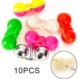 Resim 10 adet Balık Hattı Çıngırakları, Sumak Rig Çıngırakları, Çıngırak Boncukları, Balıkçılık Çift Çıngırak, Taşınabilir Balıkçılık Aksesuarları 