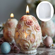 Resim Reçine Döküm Kalıpları Yumurta Mum Silikon Kalıp Gül Kabartmalı Yumurta Mum Kalıbı Paskalya Yumurtası Alçı Reçine Kalıbı Gül Yumurta Paskalya Hediyesi 