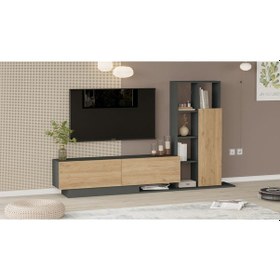 Resim Forte Tv Ünitesi Kapaklı Kitaplık Raf Sepet-antrasit For1-sa Antrasit 