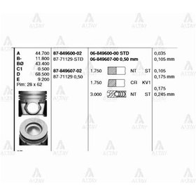 Resim Piston Segmanlı I-20 08-14 / Ix-20 11-14 1.4 Dizel 0.50 Tpr 36-04488-050 