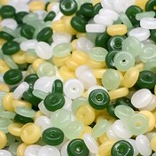 Resim 10 adet 8-15mm Yapay Yeşim Taşı Taklit Cam Boncuklar - Yeşil & Sarı Gradyan Parlak Boncuklar DIY Takı Yapımı, Kolye ve Küpe Malzemeleri için, Takı Yapımına Özel Cam Boncuklar, El Sanatları Boncuk Malzemeleri, Pürüzsüz Yüzeyli Boncuklar 