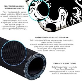 Resim Porge Esports Edition Mouse Pad 48x40 cm Gaming Oyuncu Mousepad (White Dragon, 48x40 cm (4mm kalınlık)) 