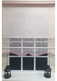 Resim Çift Mekanizmalı Pembe Tül Perde Ve Ekru Stor Perde Stb2015-v12 