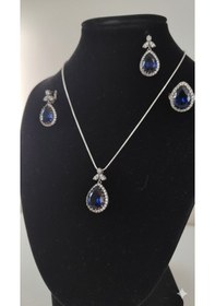 Resim Mavi Safir Gümüş Set Bronz 