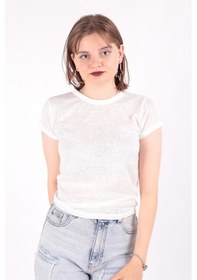 Resim Busem S0016230 Kadın Flamlı İnce T-shirt Beyaz 