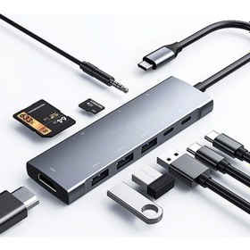 Resim Ally 9 In1 Type C Hub 4K 30Hz Ethernet,Hdmi Usb 3.0,Sd,Pd Adapt-Gri 