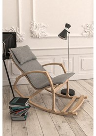 Resim Mobildecoaş Mobildeco Vezir Ahşap Sallanan Sandalye Dinlenme Koltuğu Gri 