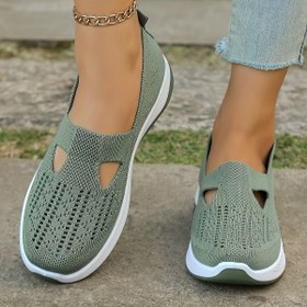 Resim Kadınlar için Nefes Alabilen File Sneakerlar - Rahat Kayma Yürüyüş Ayakkabıları, Yumuşak PVC Taban, Kumaş Tabanlık & Astar, Stabilite Desteği İlkbahar/Yaz Dış Mekan Günlük Kullanım, İlkbahar Yaz Ayakkabıları|Kesik Desenler|Kumaş Üst Ayakkabılar 