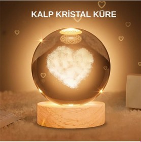 Resim Bfs Kalpli Işıklı Cam Küre Ahşap Standlı Dekoratif Gece Lambası 